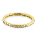 Solid 14K Yellow Gold Inlay Eternity CZ Band