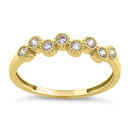 Solid 14K Yellow Gold Rhythm Round Cut CZ Ring