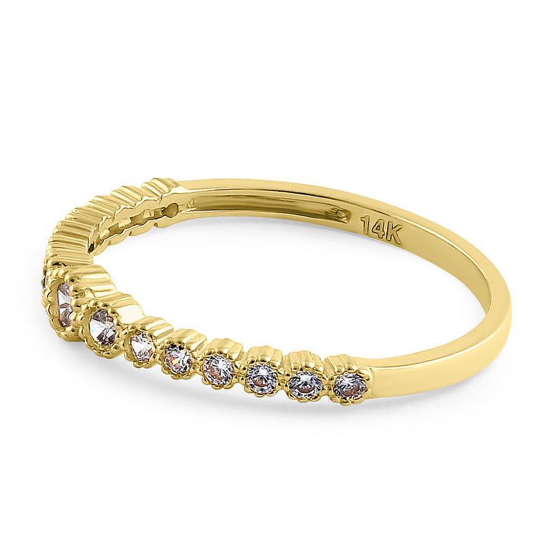 Solid 14K Yellow Gold Ascending Round Cut CZ Ring