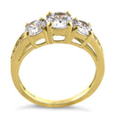 Solid 14K Yellow Gold Classic 6mm Triple Round Cut CZ Engagement Ring