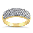 Solid 14K Yellow Gold & White Gold Plated Pave CZ Ring