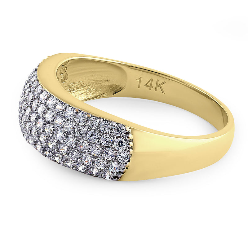 Solid 14K Yellow Gold & White Gold Plated Pave CZ Ring