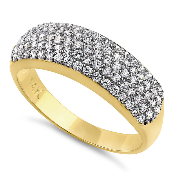 Solid 14K Yellow Gold & White Gold Plated Pave CZ Ring