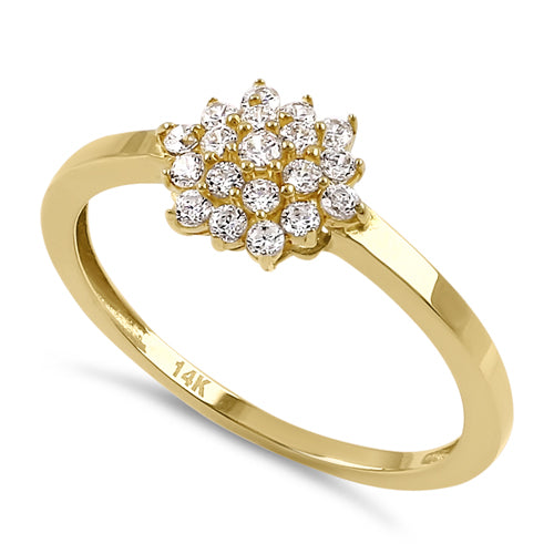 Solid 14K Yellow Gold Hexagon CZ Ring