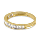 Solid 14K Yellow Gold Baguette CZ Band Ring