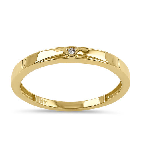 Solid 14K Yellow Gold Small CZ Band Ring