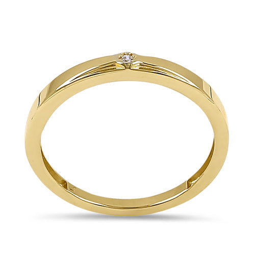 Solid 14K Yellow Gold Small CZ Band Ring