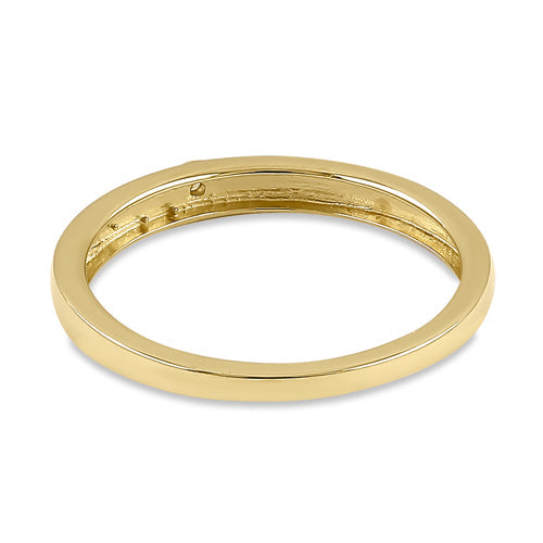 Solid 14K Yellow Gold Small CZ Band Ring