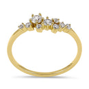 Solid 14K Yellow Gold Round CZ Cluster Ring