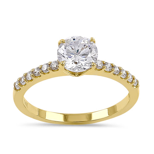 Solid 14K Yellow Gold 6.5mm Solitaire CZ Ring