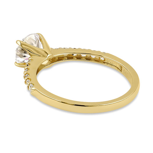 Solid 14K Yellow Gold 6.5mm Solitaire CZ Ring