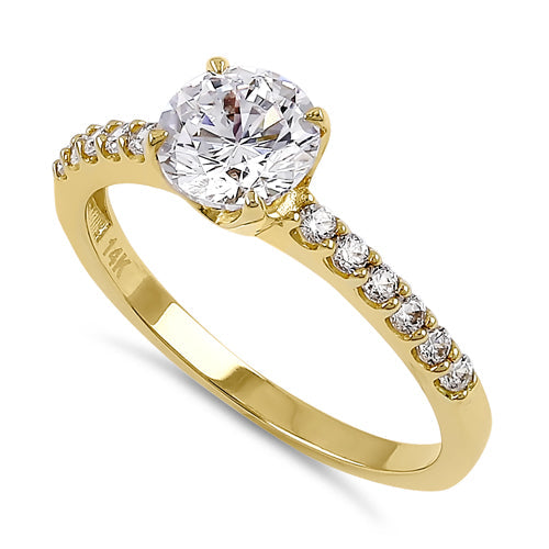 Solid 14K Yellow Gold 6.5mm Solitaire CZ Ring