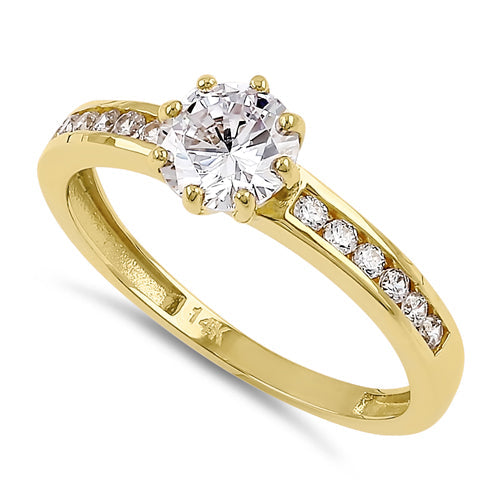 Solid 14K Yellow Gold 6.0mm CZ Wedding Ring