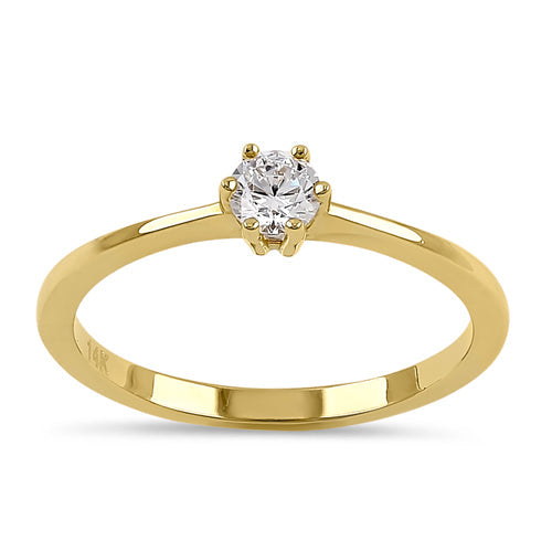 Solid 14K Yellow Gold 4.0mm CZ Wedding Ring