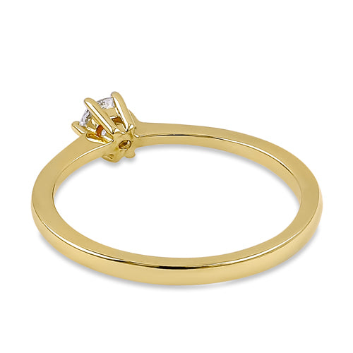 Solid 14K Yellow Gold 4.0mm CZ Wedding Ring