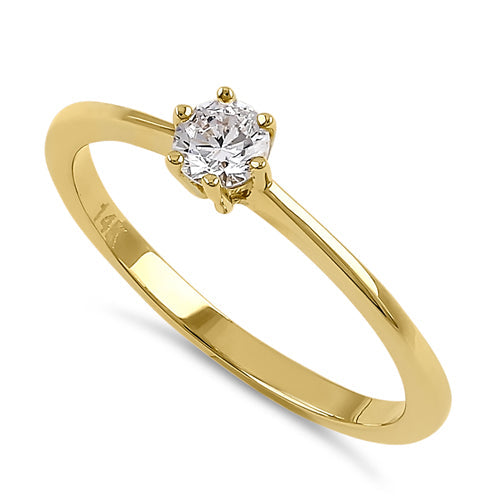 Solid 14K Yellow Gold 4.0mm CZ Wedding Ring