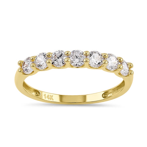 Solid 14K Yellow Gold 3.0mm Half Eternity Band Ring
