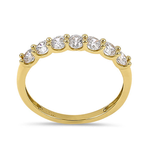 Solid 14K Yellow Gold 3.0mm Half Eternity Band Ring