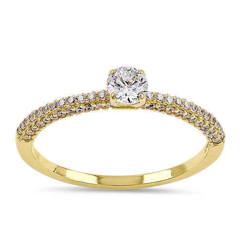 Solid 14K Yellow Gold 4.0mm Solitaire CZ Ring