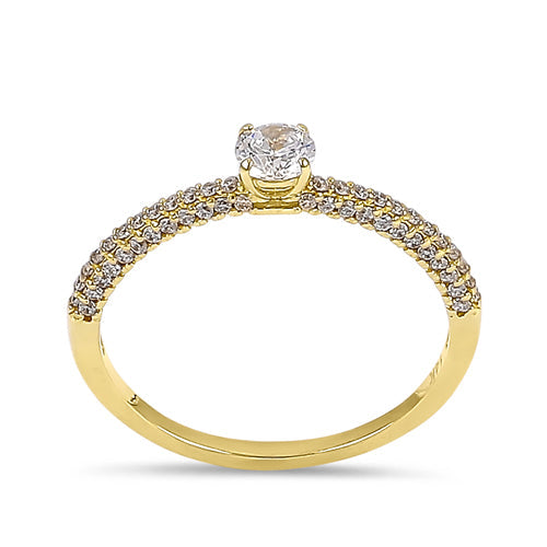 Solid 14K Yellow Gold 4.0mm Solitaire CZ Ring