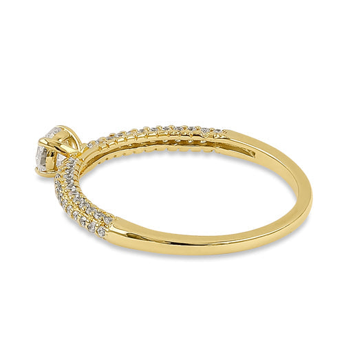 Solid 14K Yellow Gold 4.0mm Solitaire CZ Ring