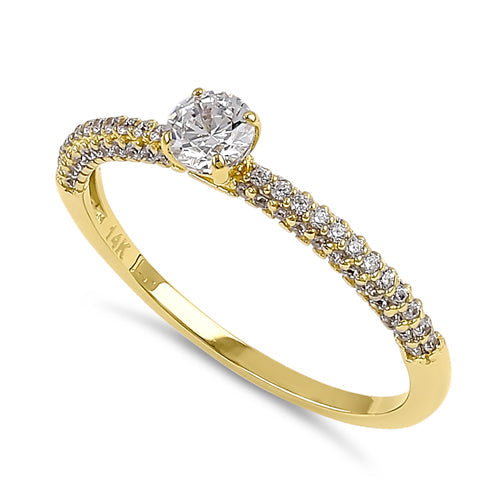 Solid 14K Yellow Gold 4.0mm Solitaire CZ Ring