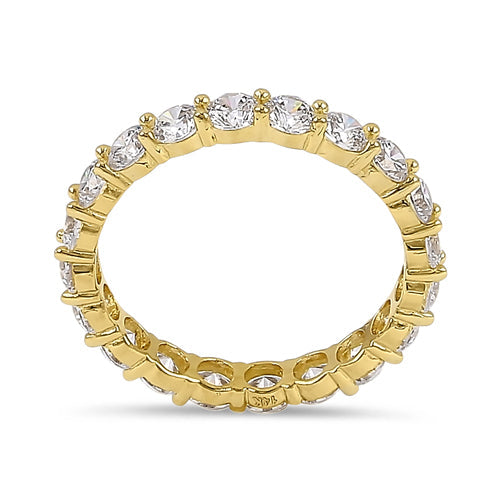 Solid 14K Yellow Gold 3.0mm CZ Band Ring