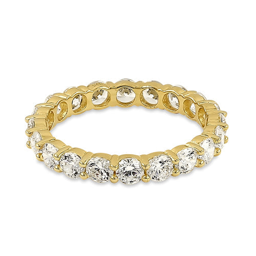 Solid 14K Yellow Gold 3.0mm CZ Band Ring