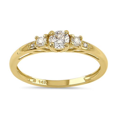 Solid 14K Yellow Gold 4.0mm Tier Engagement CZ Ring