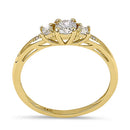 Solid 14K Yellow Gold 4.0mm Tier Engagement CZ Ring