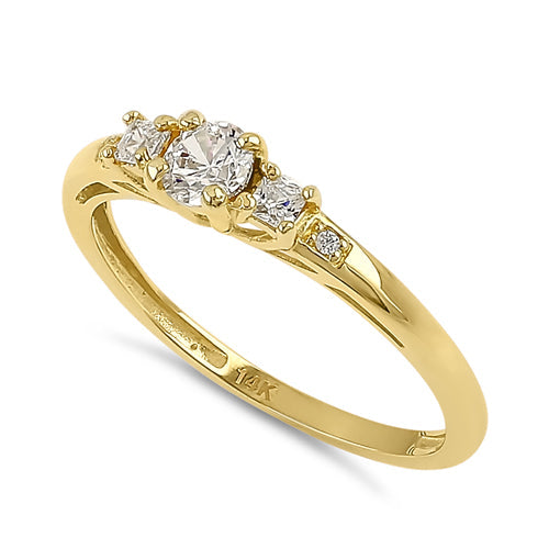 Solid 14K Yellow Gold 4.0mm Tier Engagement CZ Ring