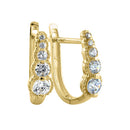 Solid 14K Yellow Gold U Shaped Round CZ Hoop Earrings