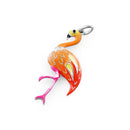 Sterling Silver Hand-Painted Sunrise Flamingo Pendant