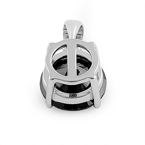 Sterling Silver 10MM Round Black CZ Pendant