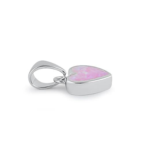 Sterling Silver Small Heart pink Lab Opal Pendant