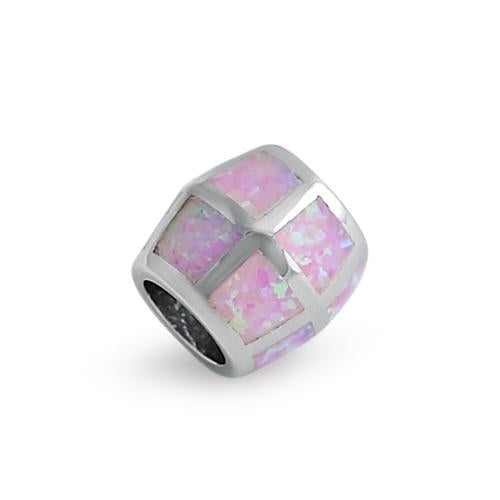Sterling Silver Pink Lab Opal Slider Bead Pendant
