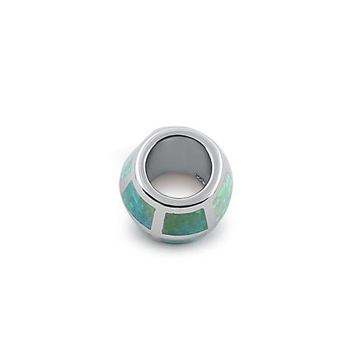 Sterling Silver Green Lab Opal Slider Bead Pendant