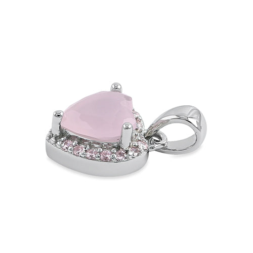 Sterling Silver Small Milky Pink CZ Heart Pendant