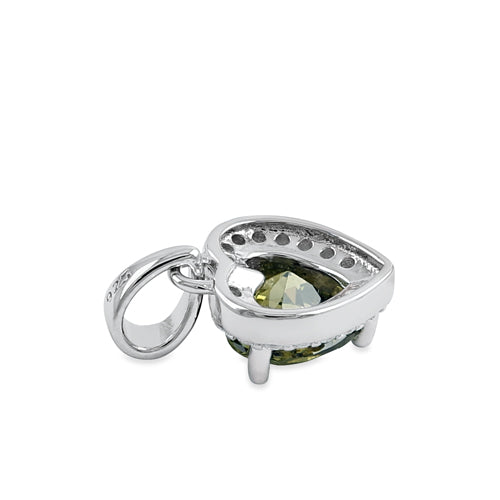 Sterling Silver Small Peridot CZ Heart Pendant