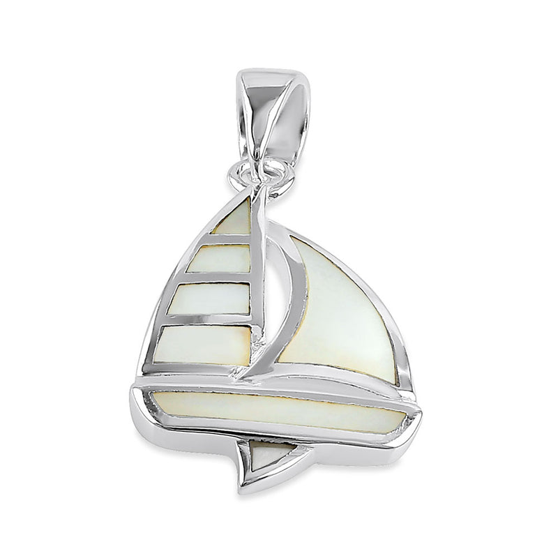 Sterling Silver Mother of Pearl Sailboat Pendant