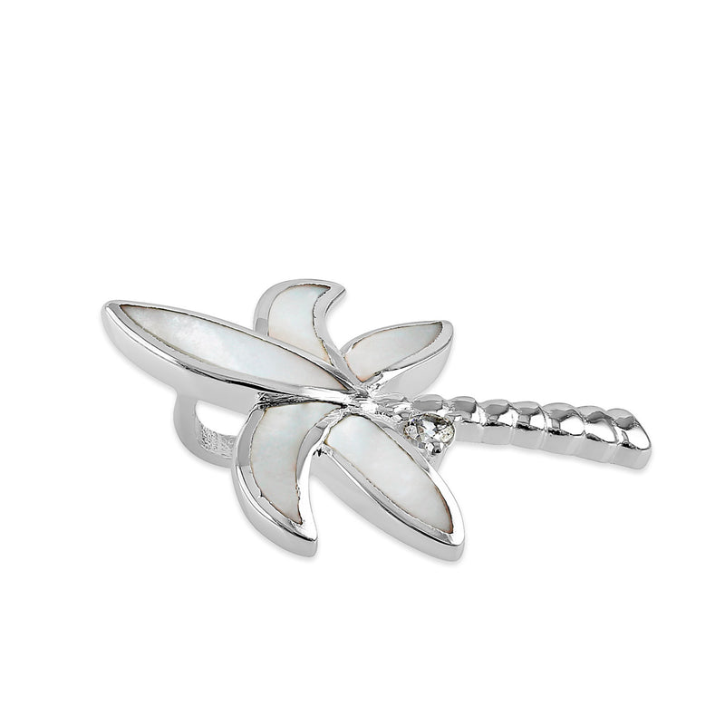 Sterling Silver Coconut Palm Tree Mother of Pearl CZ Pendant