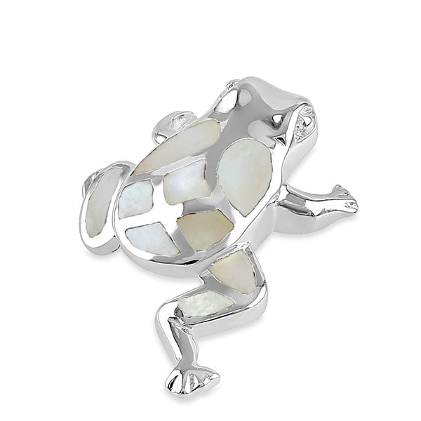 Sterling Silver Mother of Pearl Frog Pendant