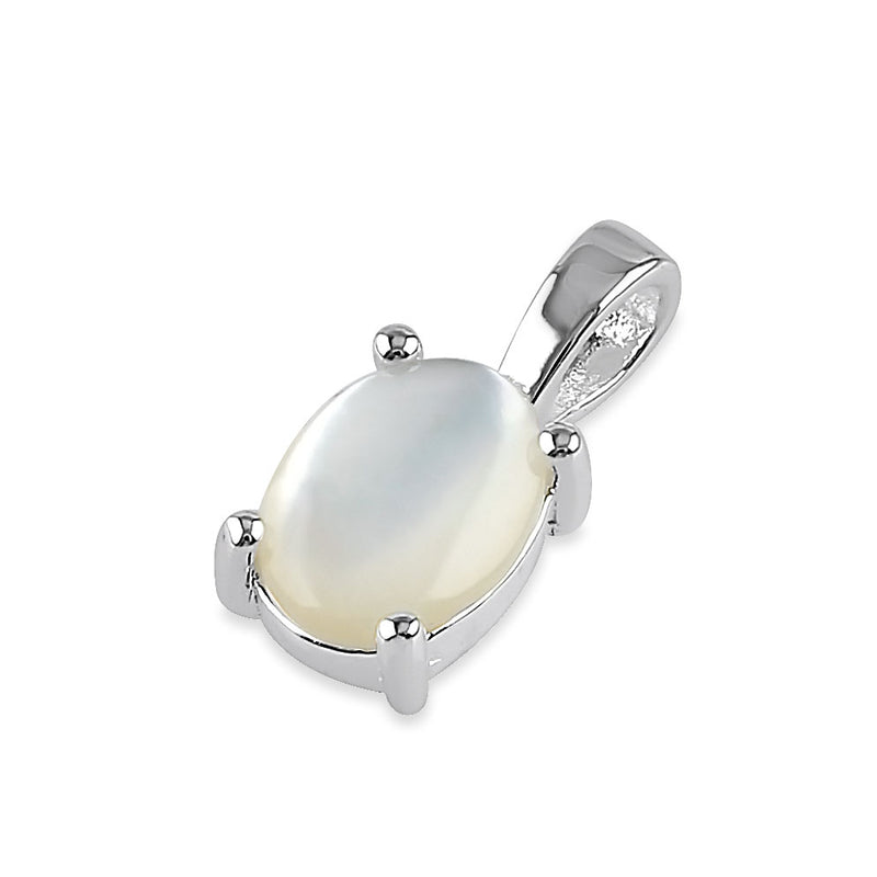 Sterling Silver Mother of Pearl Oval Pendant