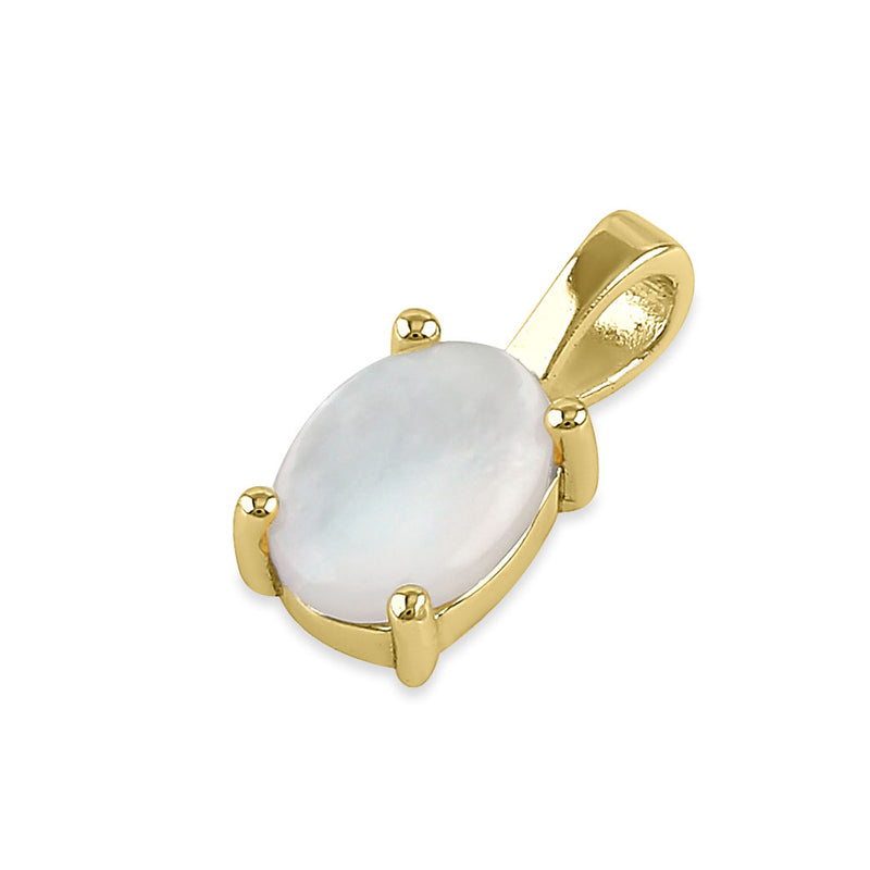 Sterling Silver Gold Plated Mother of Pearl Oval Pendant