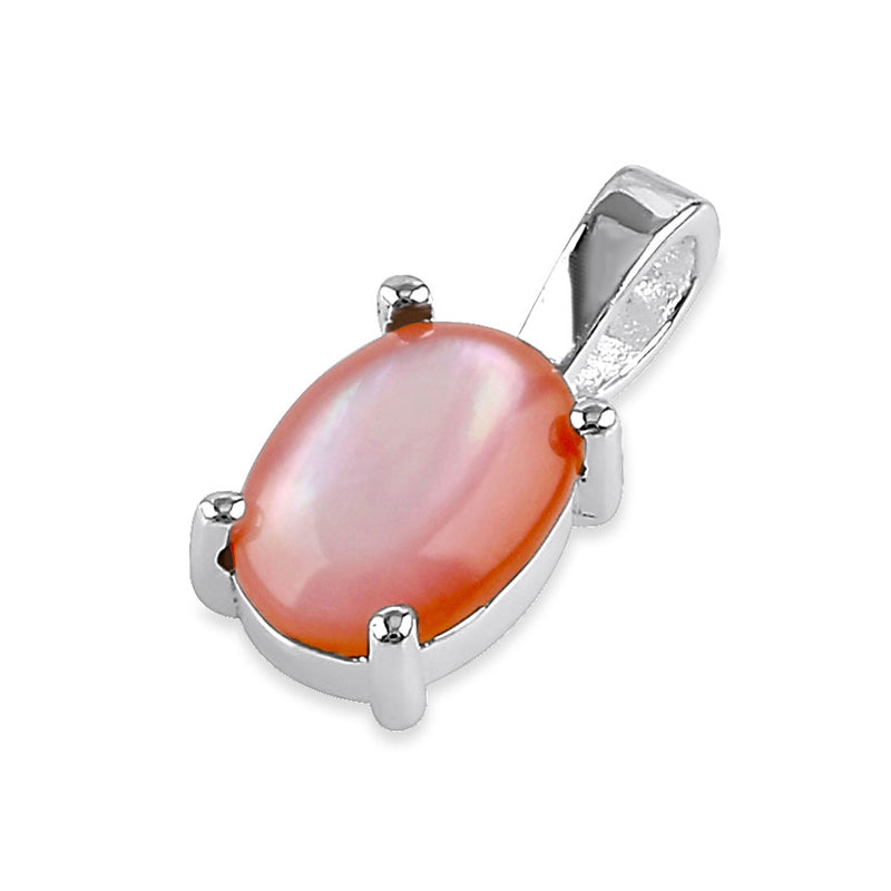 Sterling Silver Pink Mother of Pearl Oval Pendant