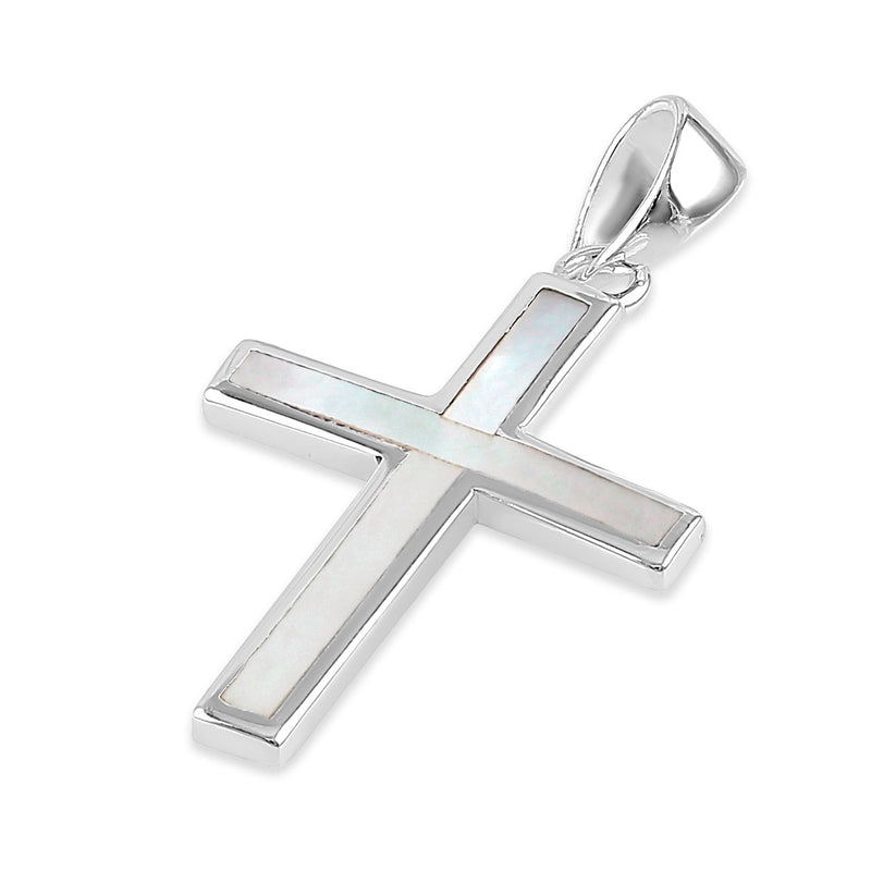 Sterling Silver Mother of Pearl Cross Pendant