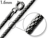 Black Rhodium Sterling Silver  Popcorn Chain 1.6MM