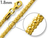 14K Gold Plated Sterling Silver Popcorn Chain 1.8MM