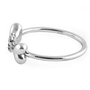 Sterling Silver Dog Bone & Heart Round Cut Clear CZ Ring