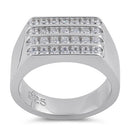 Sterling Silver 4 Row Clear CZ Wedding Band